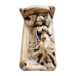 FOR HOT BUTTS ONLY Novelty Ashtray VTG Adult Humor Risque Mid Century Tobacciana